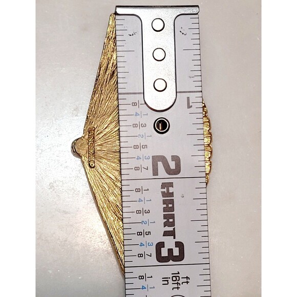 Tancer II Fan Brooch Goldtone Approx 3 In W X 1.75 In H - Picture 5 of 5